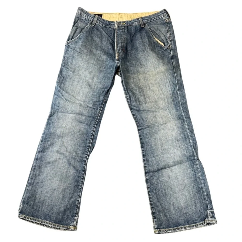 Banana Republic Utility Jeans Mens 35x30 Medium Wash Blue Cotton Button Fly